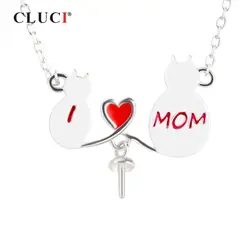 CLUCI Серебро 925 Милая любовь Кошка семья кулон ожерелье для мамы для женщин 925 пробы серебряный кулон цепочки и ожерелья подарок на день