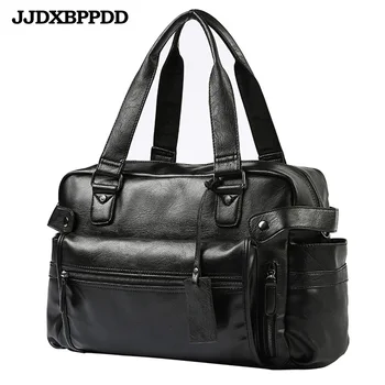 

2019 Black Men Travel Duffle Bags Waterproof PU Leather Handbags Shoulder Bag For Women Man Totes Large Capacity Weekend Bag