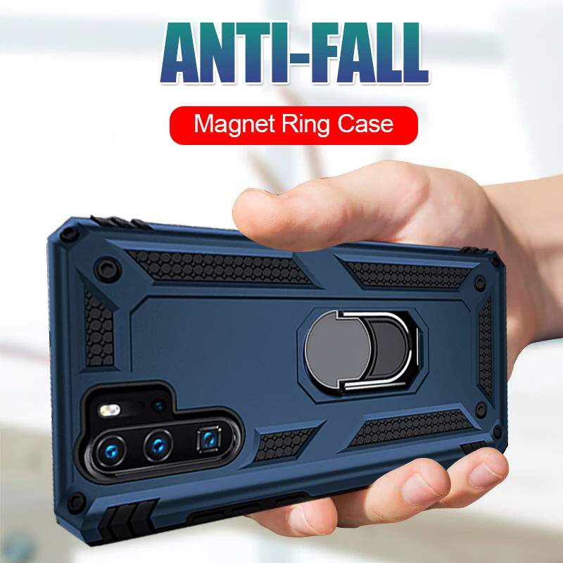 

Luxury Armor Metal Ring Case On The For Huawei P30 Pro P Smart 2019 Shockproof Case Cover For Huawei P30 Lite Honor 10 Soft Case