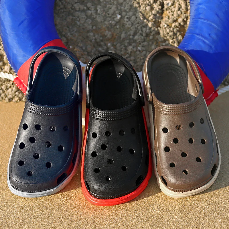 Роскошные сандалии-сабо; удобные мужские уличные сандалии; Летняя обувь на плоской подошве комфортная Мужская обувь для ванной
