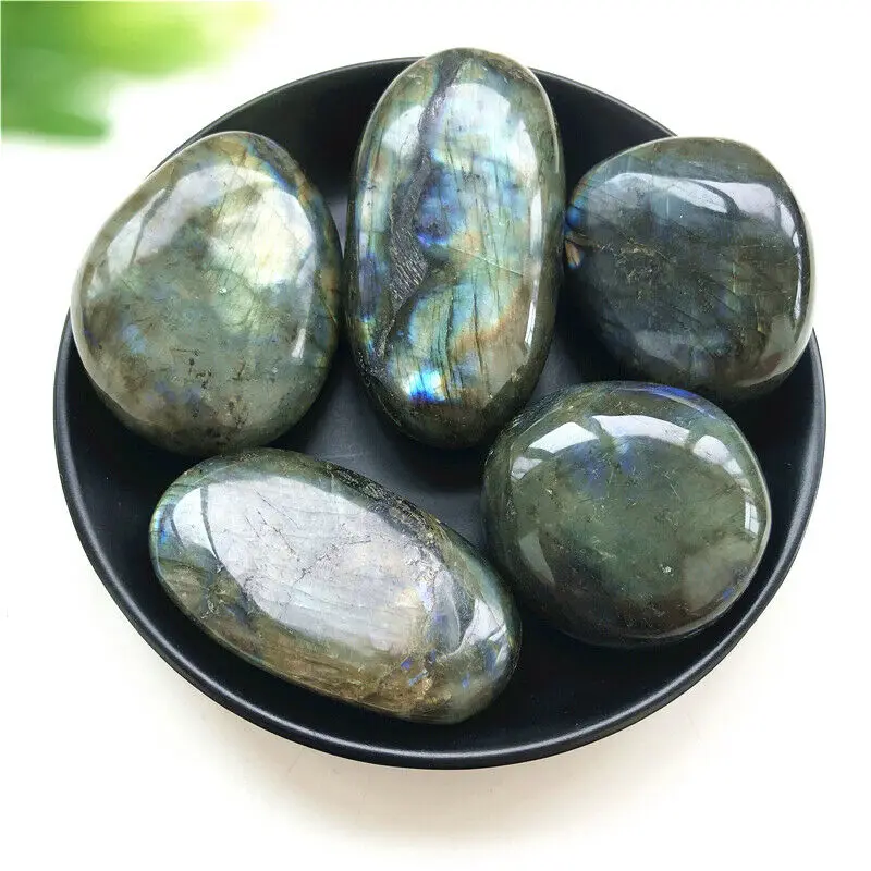 

1 PC Natural Labradorite Palm Massage Therapy Polished Stone Blue Moonstone Crystal Natural Stones and Minerals