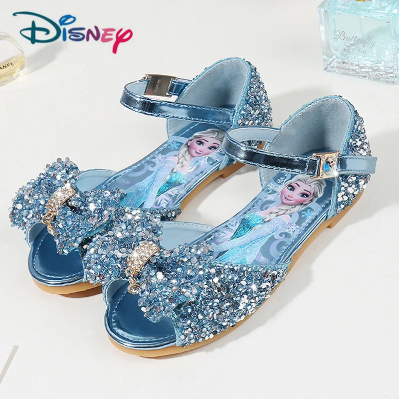 Disney Children's Girls Summer Shoes With PU/Rhinestone Frozen Princess Sandals Baby Girls Single Shoes Sandalia Infantil