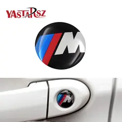 1 ппсс стикер автомобиля дверные ручки мультимедийный стикер аудио кнопки запуска значок-эмблема для BMW E39 E36 E60 E90 E34 BMW E46 укладки
