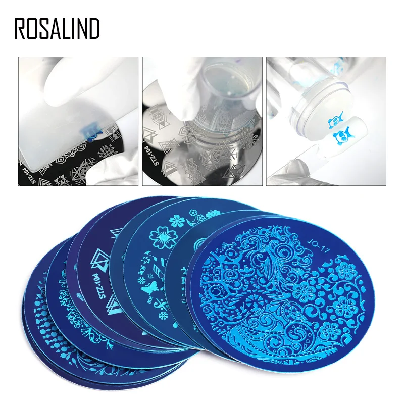 

ROSALIND Nail Art Stamp Stamping Plate Stainless Steel Nail Template 20 Styles For Choose Manicure Stencil Tools Stamping