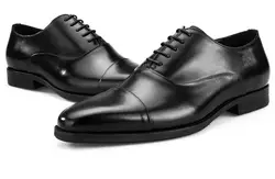 Модные черные оксфорды, Мужские модельные туфли из натуральной кожи, деловые туфли, мужские свадебные туфли