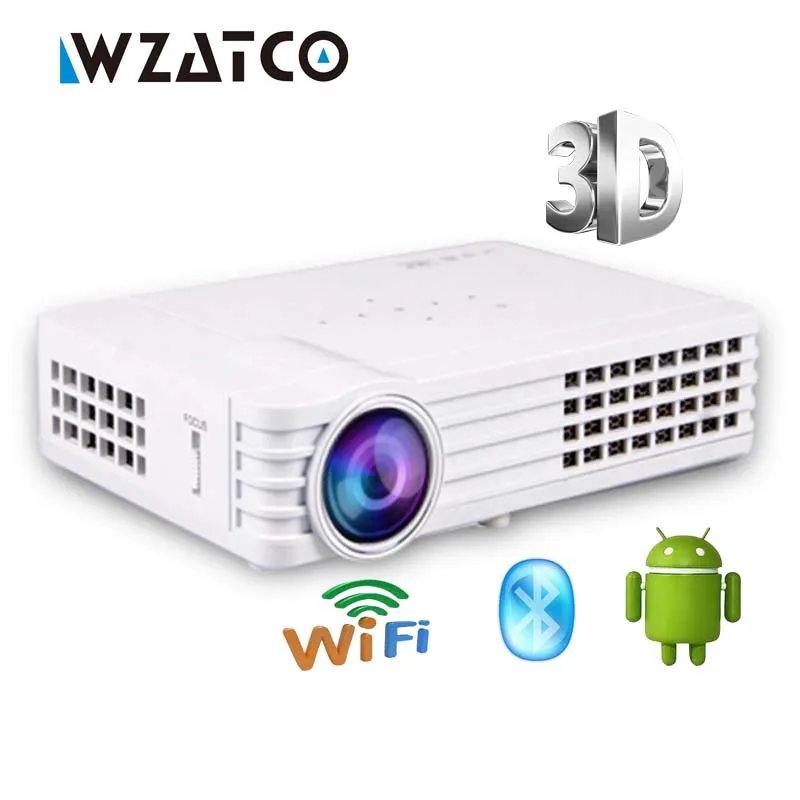 WZATCO 900W Android Bluetooth WiFi AirPlay Miracast 1080P Portable LED DLP Active 3D Projector HD Home Theater Proyector Beame