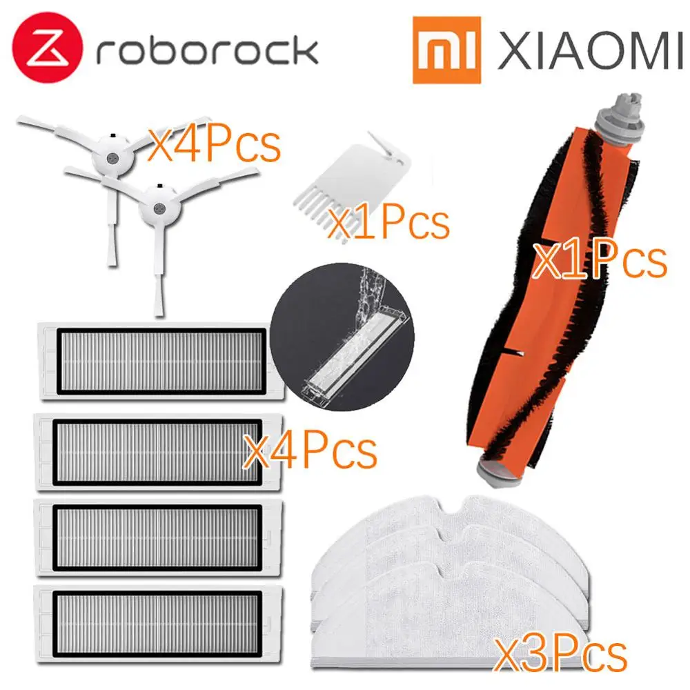 Подходит для Xiaomi Roborock Robot S50 S51 E35 Запчасти для пылесоса наборы швабры влажный фильтр боковая щетка рулон щетки - Цвет: 13Pcs a lot