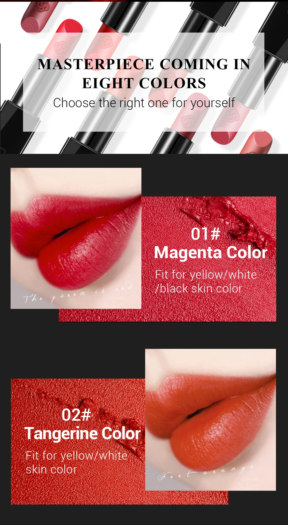 SOONPURE Matte Lipstick Waterproof Long Lasting Sexy Velvet Lip Balm Moisturizing Cosmetic Lip Stick Make up 8 Colors For Choose03
