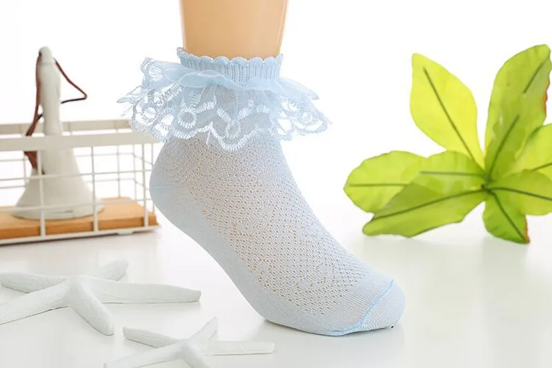 5 пар/лот, милые кружевные короткие носки принцессы с оборками для девочек, белые летние стильные детские носки для девочек, От 1 до 9 лет