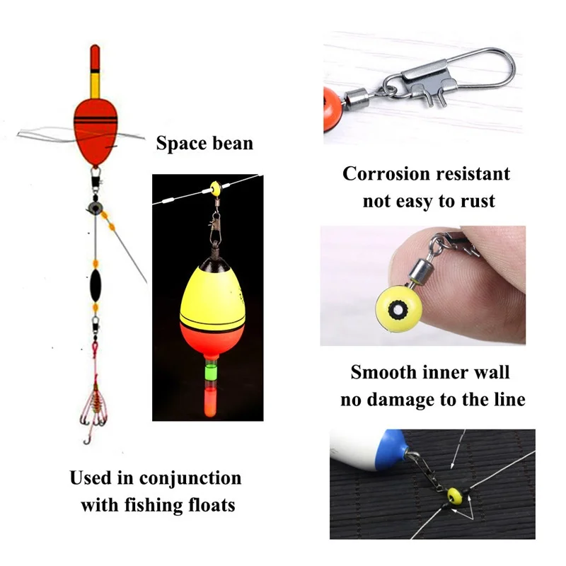 20PCS/Lot Space Beans Fishing Connector Float Connector Rolling Swivel Fishing Supplies with Box Carry Fishing Tackle tool 7