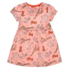 Детское хлопковое летнее платье с короткими рукавами и принтом слона для девочек модные платья