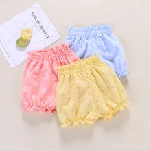 Шорты для маленьких девочек Лето хлопок тонкий детская одежда принт пляжные девочки От 2 до 6 лет Шорты