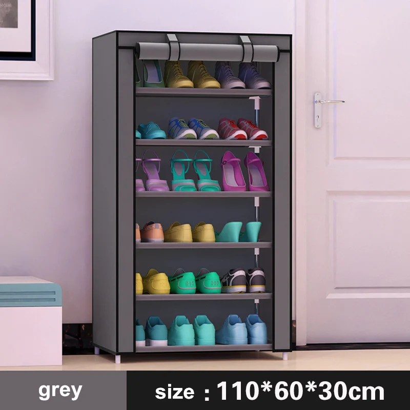 7 уровня экономии места DIY обуви полка-органайзер для хранения шкаф для обуви из ткани обуви Полка для sapateira для Гостиная дверного проема - Цвет: 7 grey