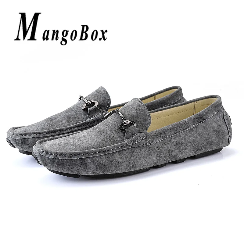 

Spring Autumn Mens Loafers Black Khaki Man Casual Shoes Slip-On Men Split Leather Shoes Lightweight Driving Male Loafers