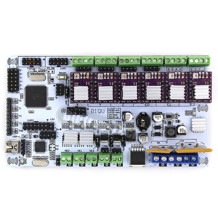 Бесплатная доставка 3D-принтеры начать Наборы материнская плата biqu Румба доска с 6 шт. drv8825 Степпер драйвер 6 шт. радиатора
