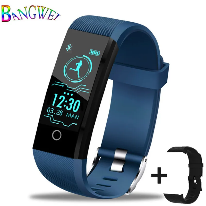 BANGWEI смарт-браслет, трекер сердечного ритма, кровяное давление, кислород, фитнес wrisband IP68, водонепроницаемые Смарт-часы для мужчин wo - Цвет: Dark blueBAND