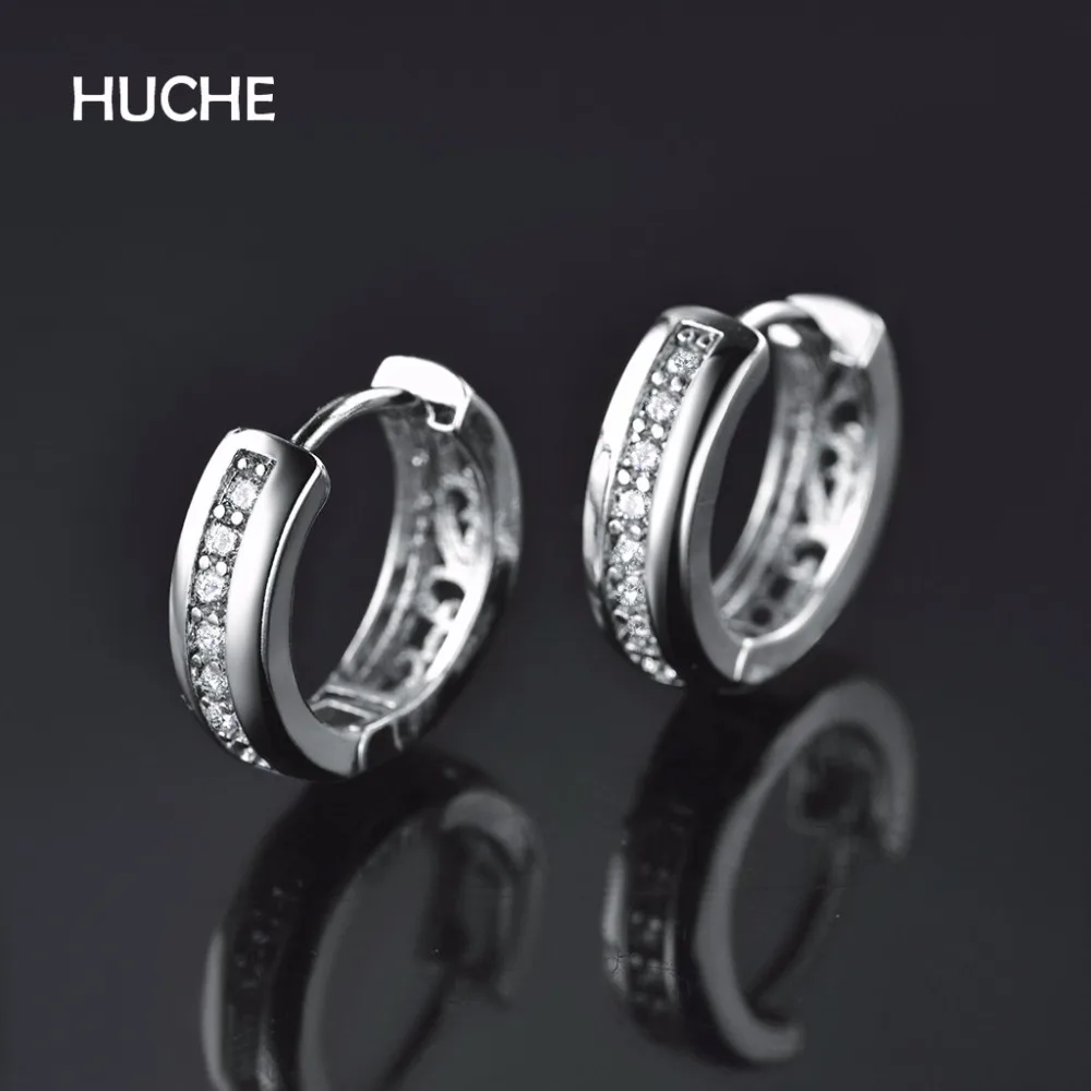HUCHE Round Hoop Earrings Pave Cubic Zircon With Hollow Vintage Copper Fashion Jewelry Come Free Gift Box HYJE111 | Украшения и