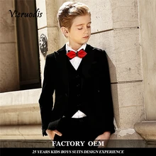 Черный вельветовый костюм для мальчиков вечерние костюмы жениха праздничные костюмы на день рождения 3