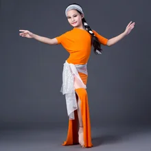 Платье для танца живота для девочек; длинное платье из модала; одежда для танца живота; индийский костюм; детская одежда для выступлений в Восточном этническом стиле; DNV10752