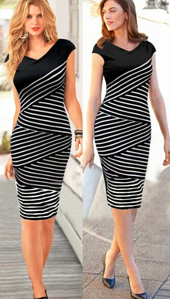 EAS 2016 Women Summer Dress Sexy Hip Stripe Pencil Dress Plus Size Casual Long Dress Party Maxi Dress Vestido de festa