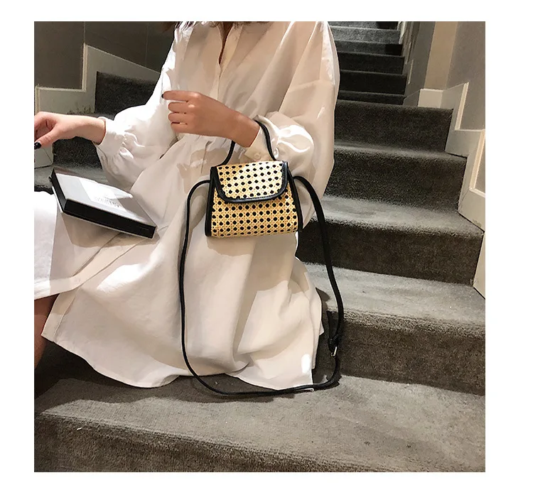 Пляжная летняя выдалбливают соломы ротанга Mujer Feminina Bolsa сумки для 2019 клапаном