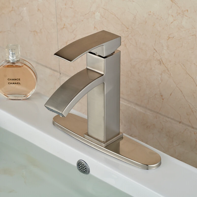 Modern Square Waterfall Spout Basin Sink Faucet De...