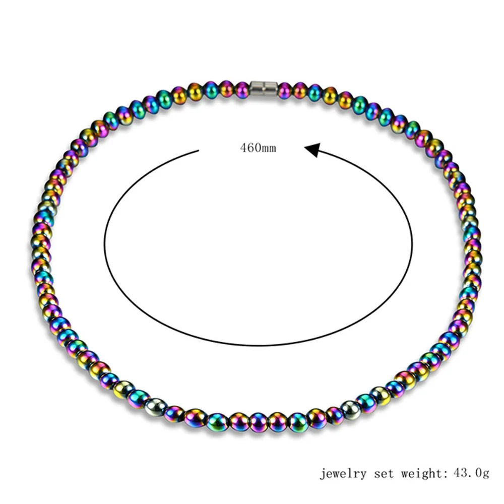 Магнетитовое ожерелье из натурального камня, Черный желчный камень, ожерелье из бисера, магнитное ожерелье из гематита для здоровья, колье для женщин и мужчин, модное ювелирное изделие