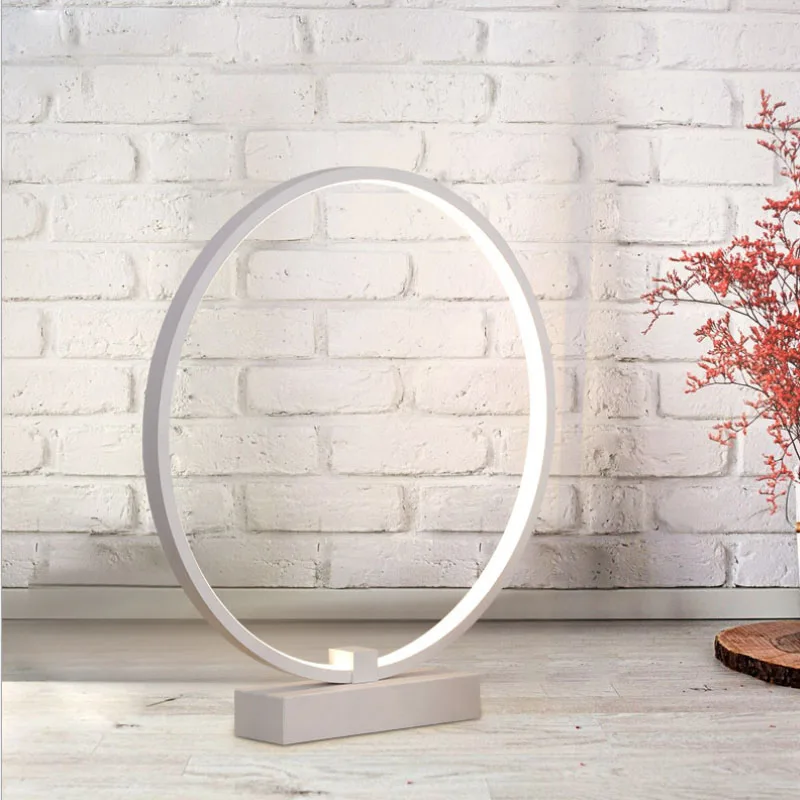Modern Simple Acrylic round circle LED Table Lamp For Bedroom Living Room Study Desk Table Lamps Minimalist Bedroom Bedside Lamp