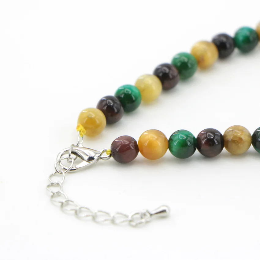 7 Natural Red yellow green tiger stone necklace Jasper (9)