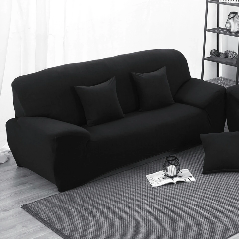 

Black Elastic Stretch Sofa Cover L Shaped Slipcover Slip-resistant Chair Couch Sofa Cover Set For Living Room Protector