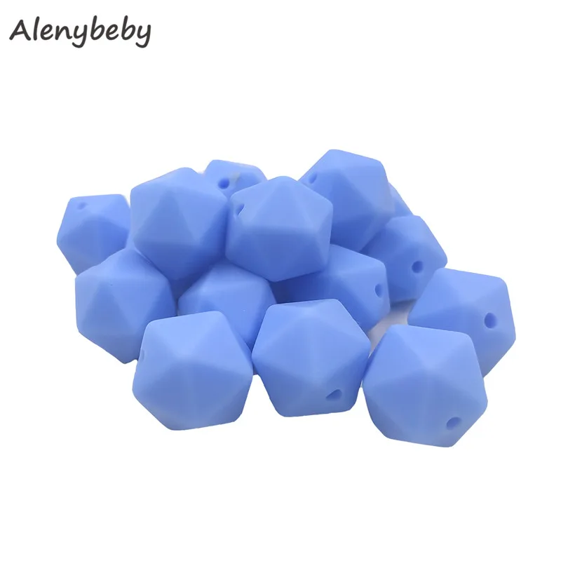 50pc 17mm Silicone Teether Beads Safe Icosahedron Shaped Candy Mix Color Teething Silicone Bead Toy BPA Free DIY Necklace Making - Цвет: China blue