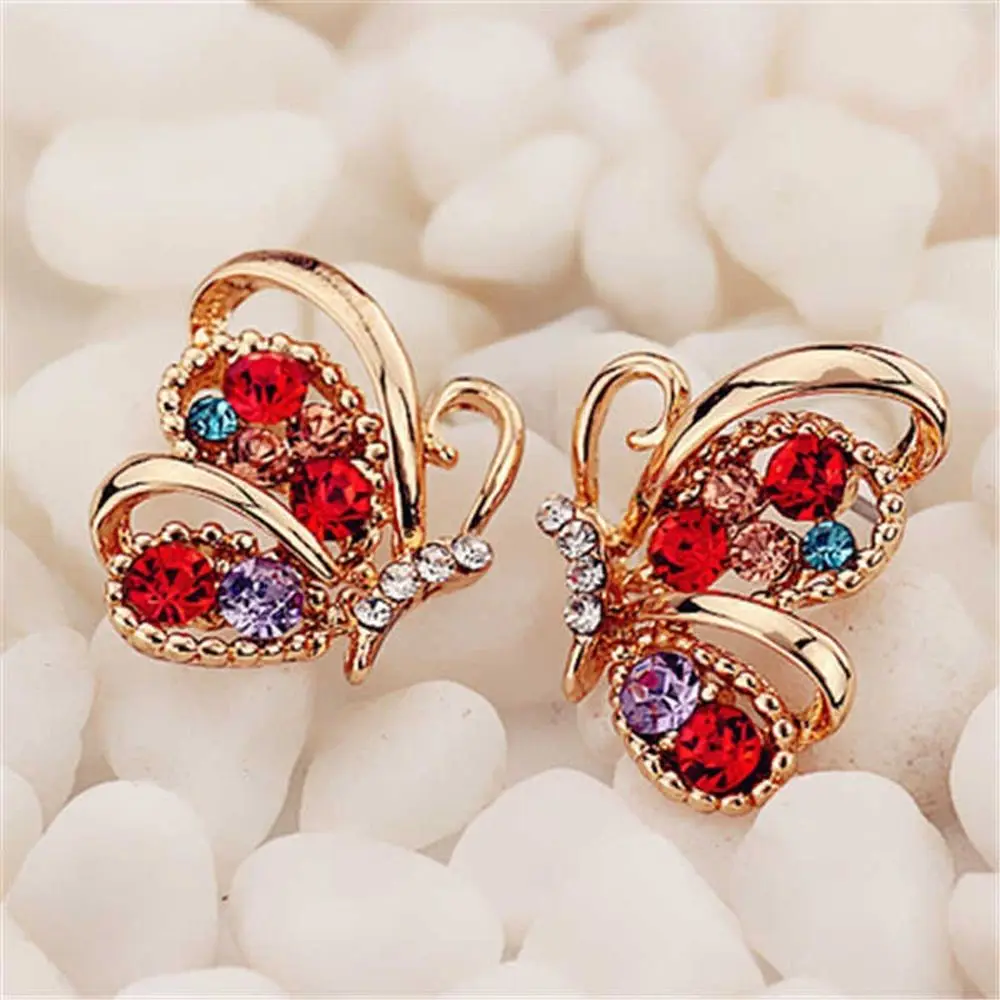 Buy Fashion Women Crystal Colorful Stud Earrings Sweet