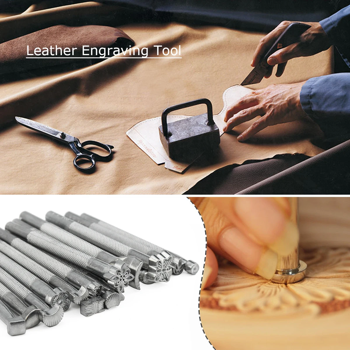 

20PCS Leather Tools Working Saddle Making Set Carving Craft Stamps Punch DIY Working Leather Printed Punch Stamps F