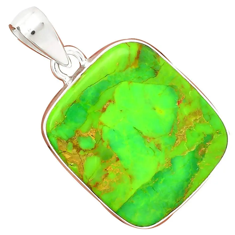 

Nature Green Mohave Turquoise Pendant 925 Sterling Silver, 42 mm, MHBAP5364