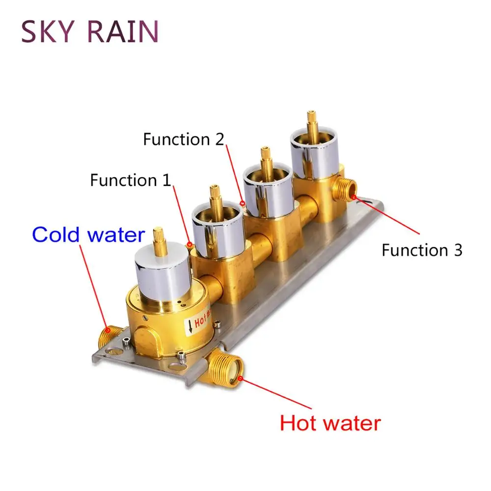 SKY RAIN Hot Selling Brass Chrome Plated 3 Function High Flow Hot And Cold Or Thermostatic Valve SKY RAIN Hot Selling Brass Chrome Plated 3 Function High Flow Hot And Cold Or Thermostatic Valve