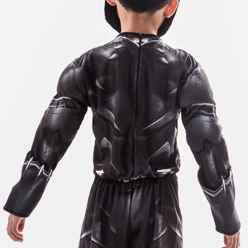 Kids Muscle Black Panther Costumes (7)