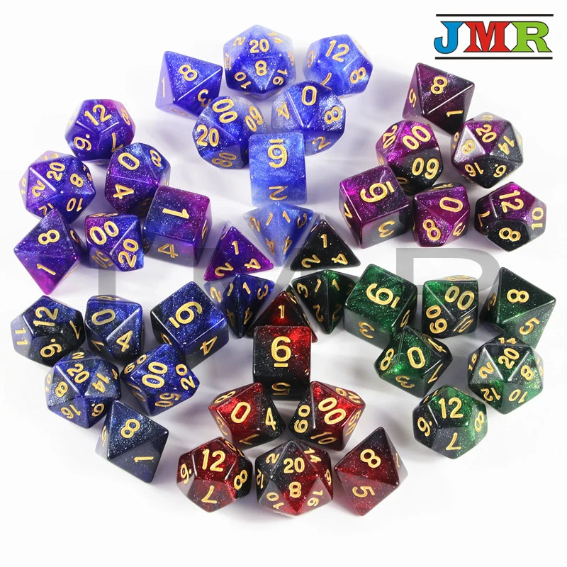 42 قطعة غالاكسي النرد 6 مجموعات 7 قطع دور اللعب منضدة ألعاب Boardgame المحمولة النرد الترفيه رجل هدية هدية الكريسماس