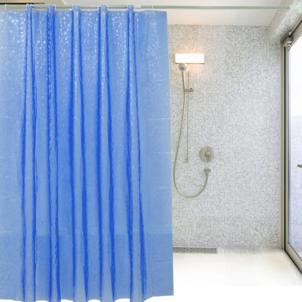 

PEVA 3D Translucence Waterproof Thicken Plaid Resists Mold Bathing Shower Bathroom Curtain 180*180cm With Plastic Hooks