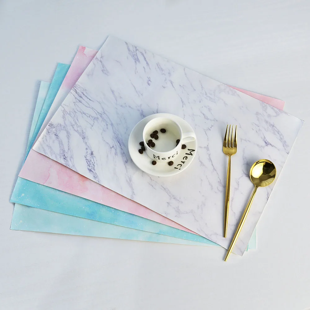 

Creative PU Leather Placemat For Kitchen Table Marble Pattern Place Mats Insulation Waterproof Placemats Cup Mat Pad Home Decor