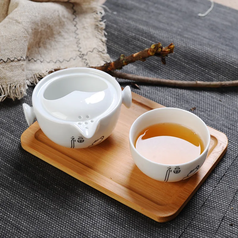 Китайский узор керамический дорожный чайный набор 1 чашка+ 1 горшок, чайная чашка Чайник Чайная посуда Чайный горшок фарфоровый чайник путешествия элегантный Gaiwan, чайная чашка