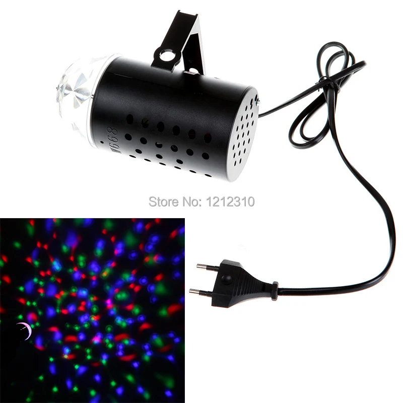 

EU/US Plug 3W Full Color LED Crystal Voice-activated Rotating RGB Stage Light DJ Disco Lamp Free Shipping wholesale