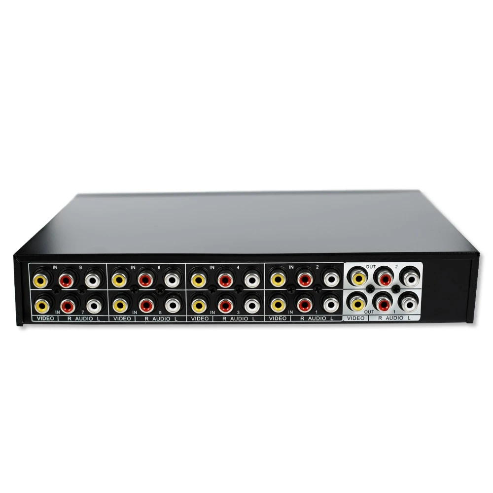 8 Ports 2 output Composite 3 RCA Video Audio AV Switch Switcher