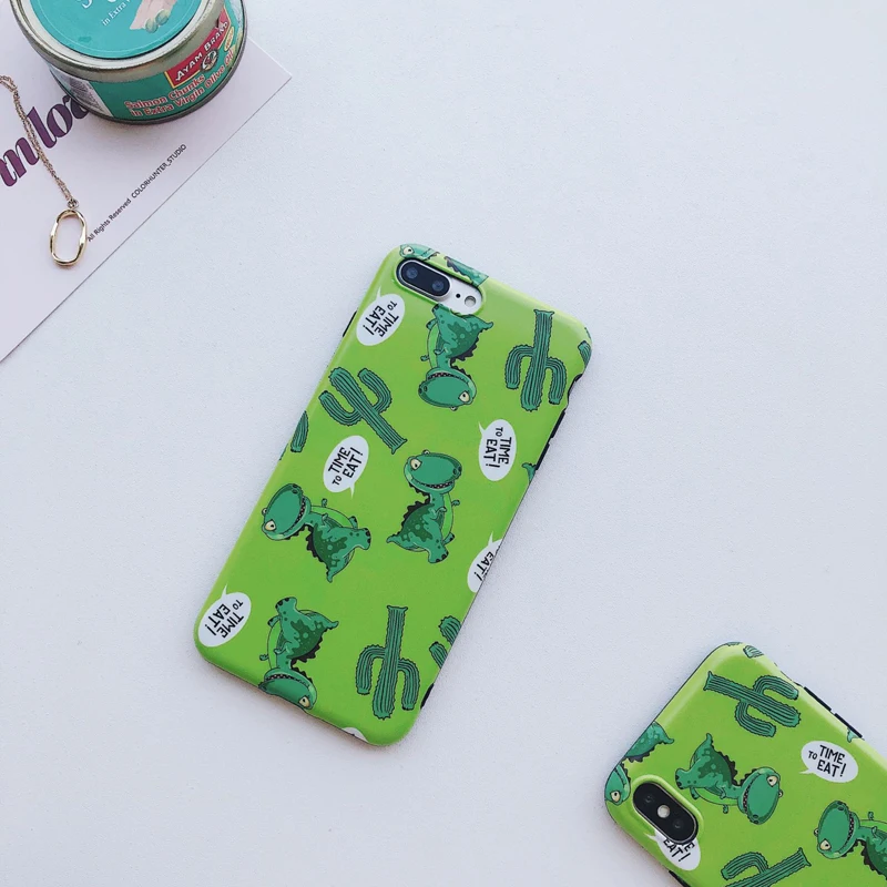 

LIZARDHILL Cactus Dinosaur Soft Case for iPhone 6 s 6S 7 8 Plus 7Plus 8Plus X XS Max XR Silicone Luxury cell Phone Back Cover