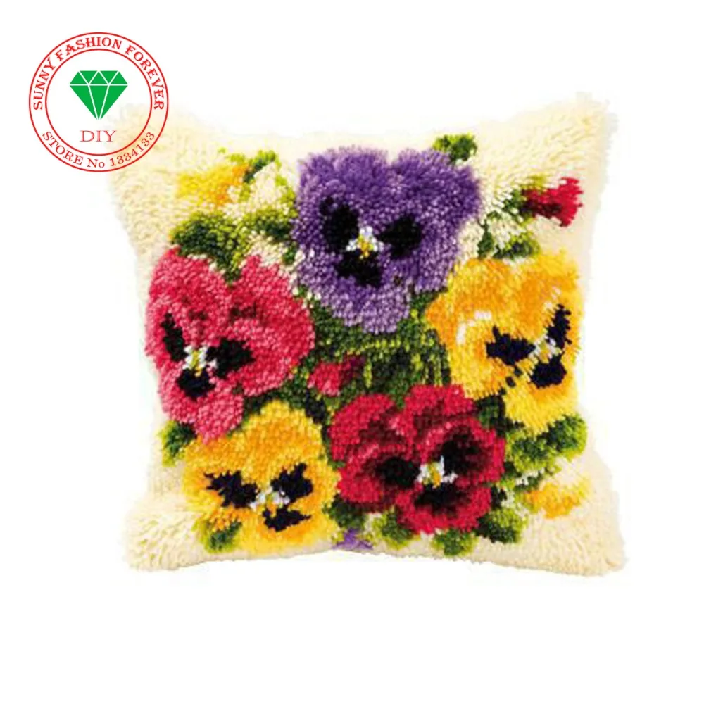 

Kostur Flowers Latch Hook Rug Kits Unfinished Crocheting Tapestry 3D Yarn Needlework Cushion Sets for Embroidery Carpet Play Mat