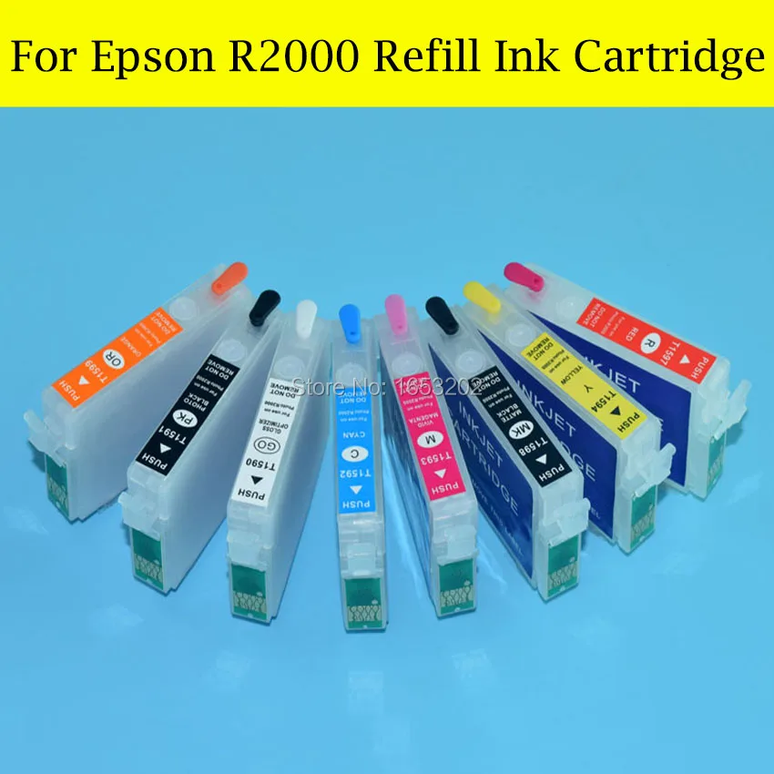 8 шт./лот высокое качество Refillable патрон чернил для принтера Epson R2000 с микросхема