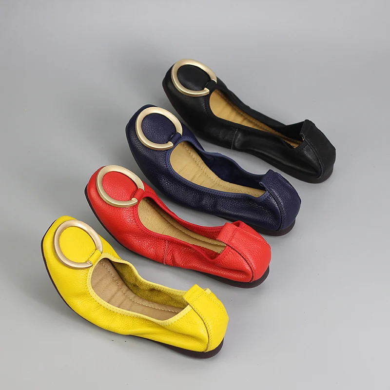 

2019 New Arrival Shoes Woman Genuine Leather Women Flats Slip On Women's Loafers Female Moccasins Shoes Plus Size 35-40