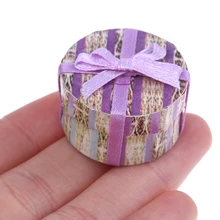 1 шт. 1:12 Рождественская конфигурация фиолетовая деревянная мини-подарочная коробка DIY Миниатюрный Кукольный домик игрушка куклы миниатюрный дом