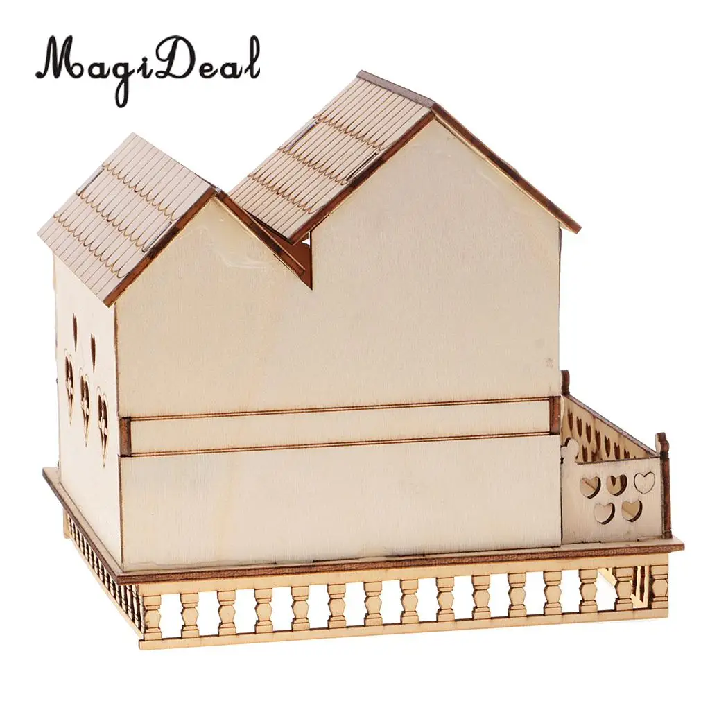 MagiDeal Wooden 3D China House Villa Model Construction with LED Lights Home Decor for Friends Lover Family Kids Birthday Gift