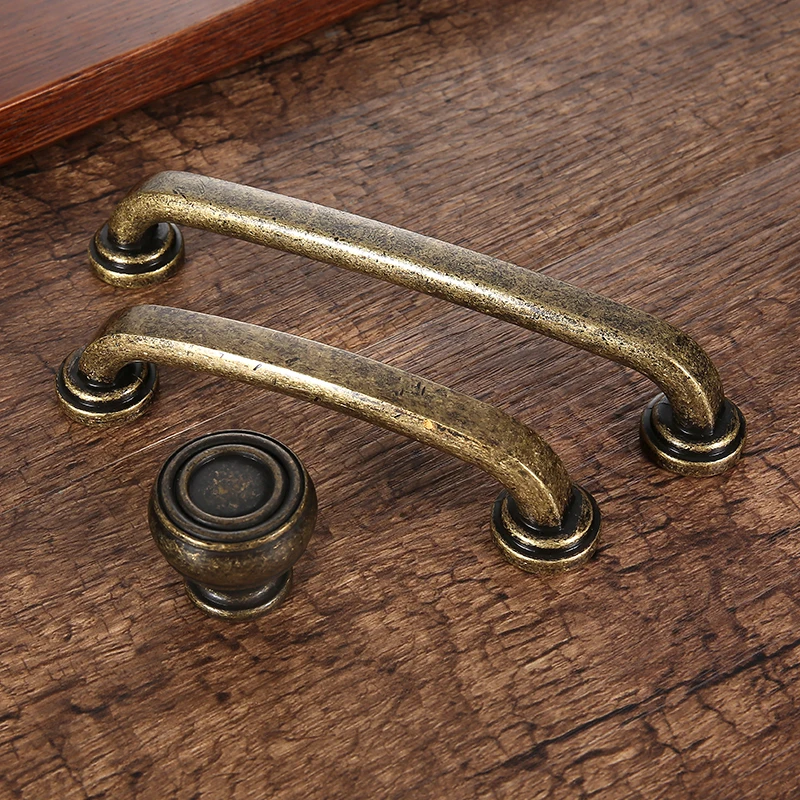 AOBT Retro Metal Antique Brass 96mm 128mm Kitchen Cabinet Door Handle Furniture Drawer Knobs Wardrobe Cupboard Pulls Handles 610