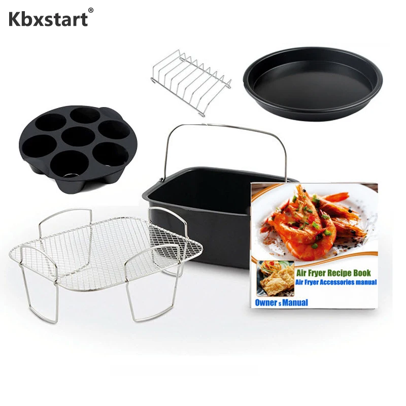 

Kbxstart Air Fryer Accessories 7 Inch Set of 5 freidora sin ace Fit For All 2.3-4.5-5.8QT Kitchen Tools Utensil Deep Fryer